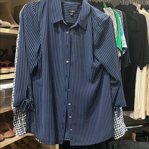 Talbots Women's Blue Pinstripe Blouse